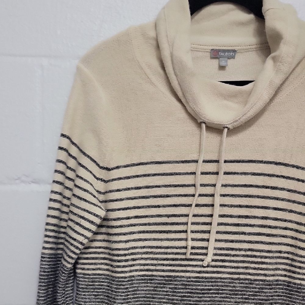 Talbots Cream and Black Cowl Neck Sweater - Picture 6 of 12